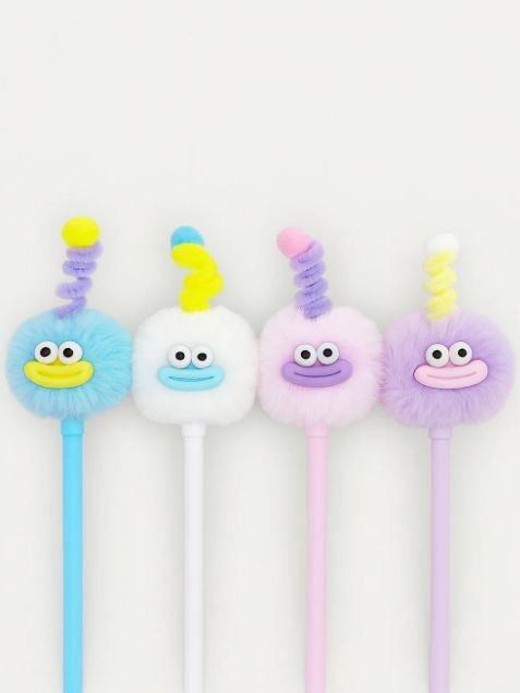 Ручка шариковая с помпоном "Funny face", mix 