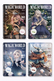 Блокнот на кольцах A5 в линейку, 60 листов "The Magical World", mix