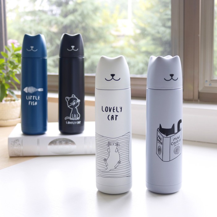 B-BW21-Z ТЕРМОС "Cat Head" blue 500ml 