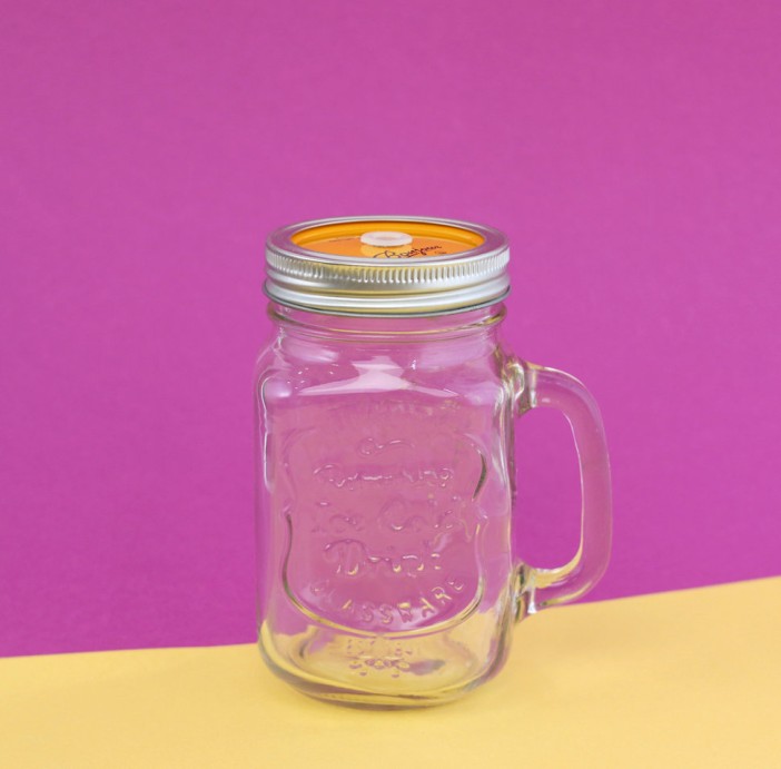 Кружка банка для напитков с трубочкой Bonjours (оранжевая) 