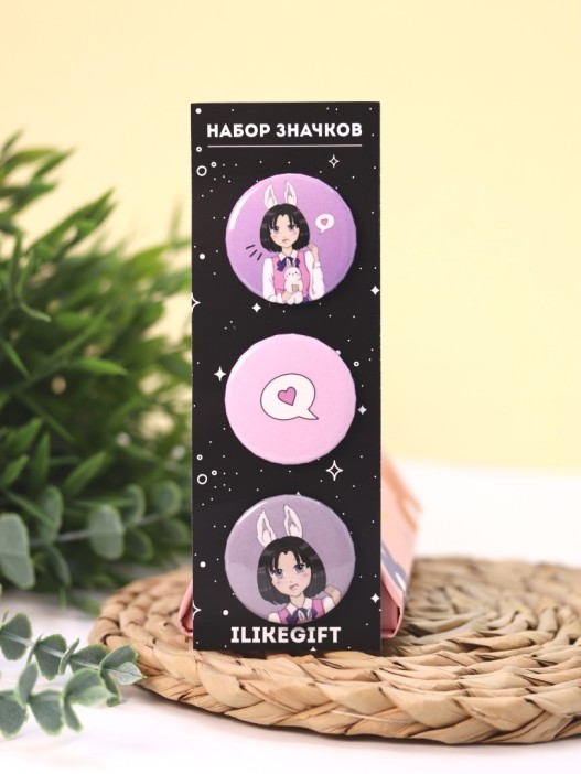 Набор значков 3 шт. iLikeGift Аниме &quot;Love bunny girl&quot; 