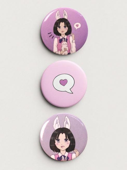 Набор значков 3 шт. iLikeGift Аниме &quot;Love bunny girl&quot; 