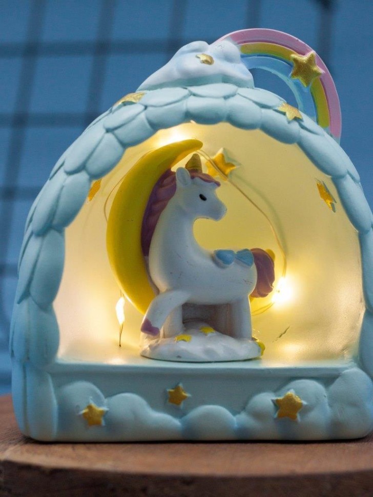 Ночник "Радужный единорог", синий