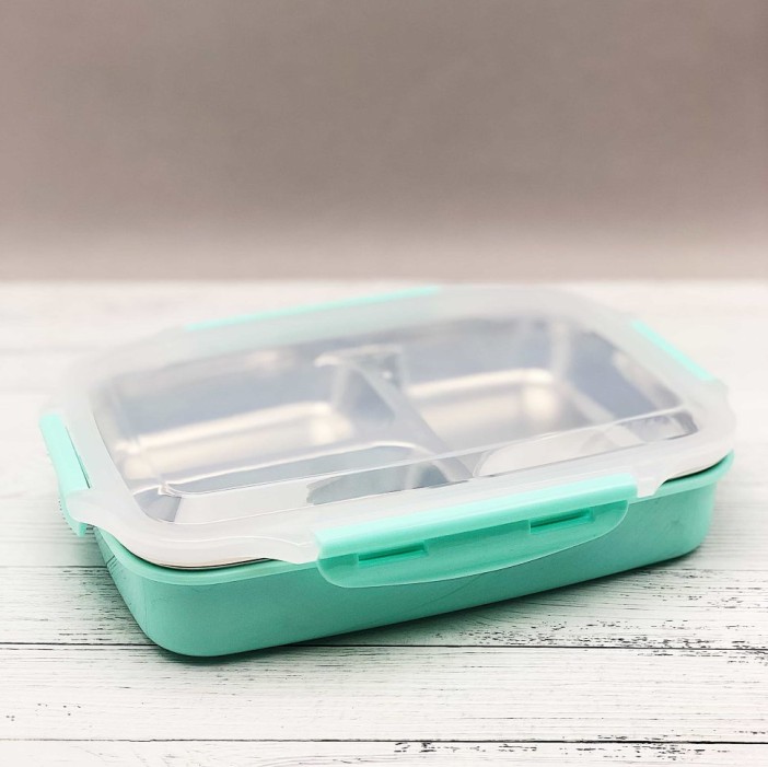 Ланчбокс "Металлический 3 секции", green 