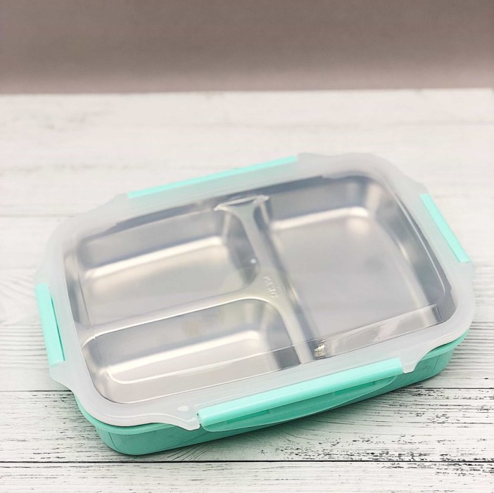 Ланчбокс "Металлический 3 секции", green 