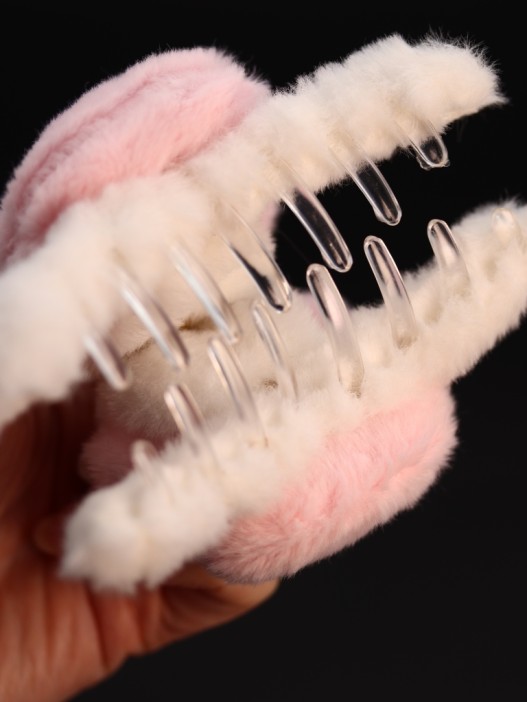 Заколка-краб "Хрюшка", розовая (14 см) 