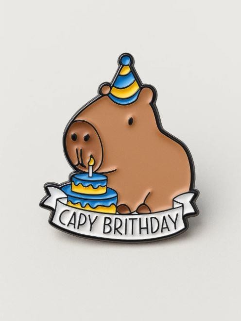 Значок металлический iLikeGift &quot;Capy birthday&quot; 