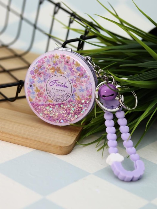 Зеркало-шейкер раскладное с шнурком "Fresh", фиолетовое (7*7 см) 