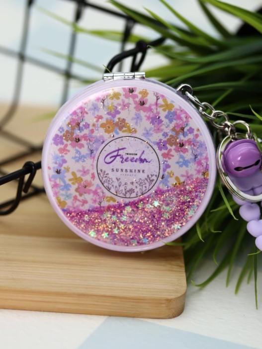Зеркало-шейкер раскладное с шнурком "Fresh", фиолетовое (7*7 см) 