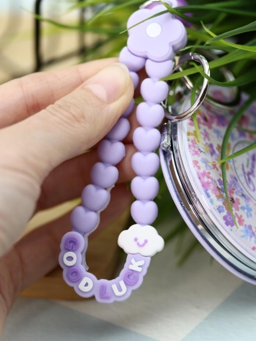 Зеркало-шейкер раскладное с шнурком "Fresh", фиолетовое (7*7 см) 