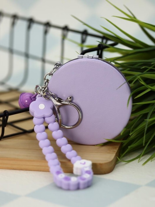 Зеркало-шейкер раскладное с шнурком "Fresh", фиолетовое (7*7 см) 