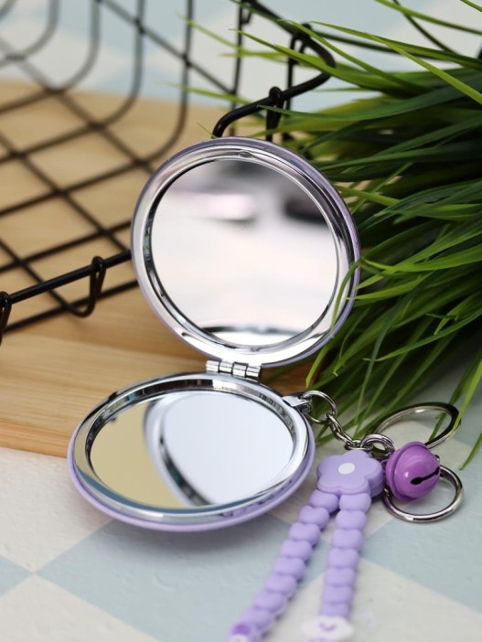 Зеркало-шейкер раскладное с шнурком "Fresh", фиолетовое (7*7 см) 
