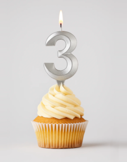Свеча для торта "Грань" цифра 3 (хром mix), 8,7х4,3х1,2 см