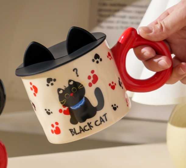 Кружка керамическая «Black cat», red (350 мл) 