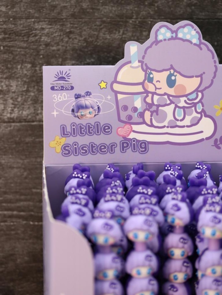 Ручка гелевая "Сестренка Свинка", фиолетовая