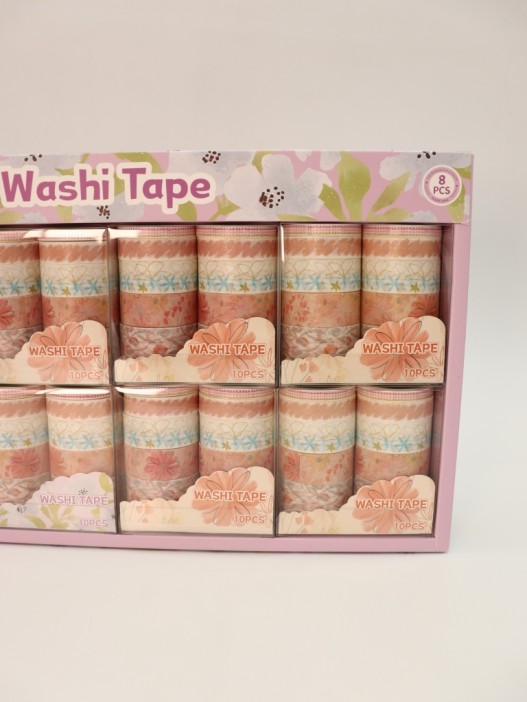 Набор декоративного скотча 10 шт. &quot;Flower power&quot;, orange, шоу-бокс 8 шт. 