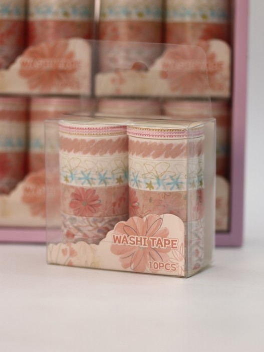 Набор декоративного скотча 10 шт. &quot;Flower power&quot;, orange, шоу-бокс 8 шт. 