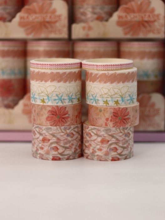 Набор декоративного скотча 10 шт. &quot;Flower power&quot;, orange, шоу-бокс 8 шт. 