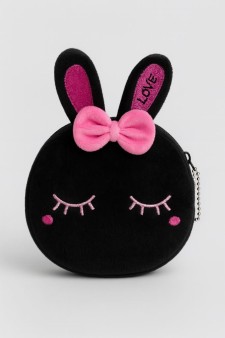 Кошелёк плюшевый "Dark cat", black (10*11 см)