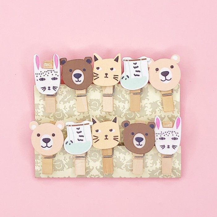 Прищепки &quot;Pensive animals&quot;, mix color 