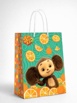 Пакет подарочный XXL 35*45*14.7см "Чебурашка на хайпе"