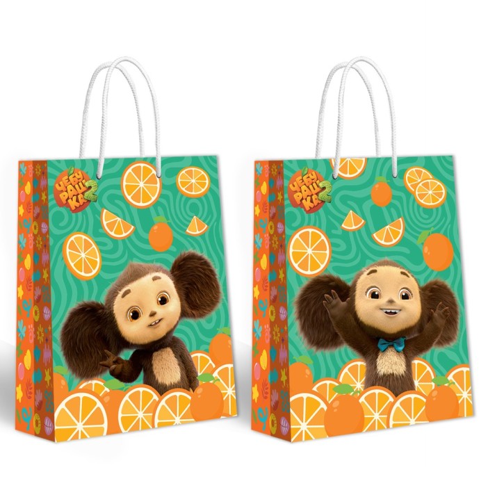 Пакет подарочный XXL 35*45*14.7см "Чебурашка на хайпе" 