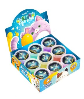 Шоу-бокс "Слайм Стекло", с декоративным наполнителем, 9 банок (90гр)