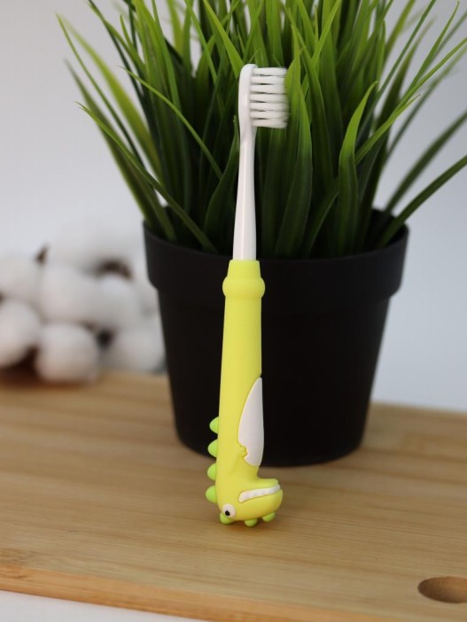 Зубная щётка для взрослых iLikeGift &quot;Tiny Rawr&quot;, yellow (10 см) 