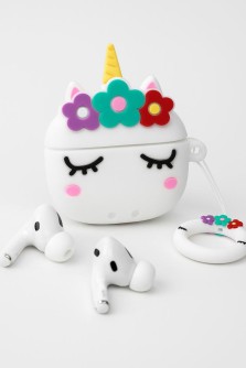 Чехол для AirPods Pro "Unicorn in flowers", white