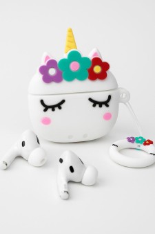 Чехол для AirPods Pro "Unicorn in flowers", white