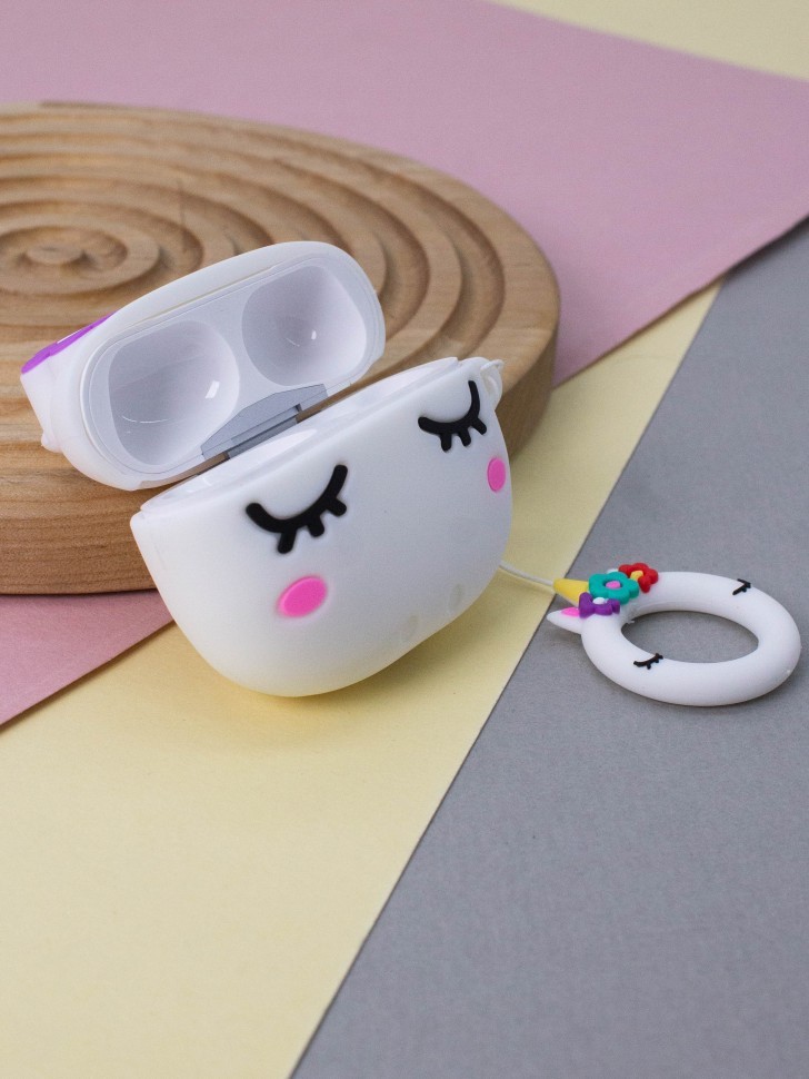 Чехол для AirPods Pro "Unicorn in flowers", white