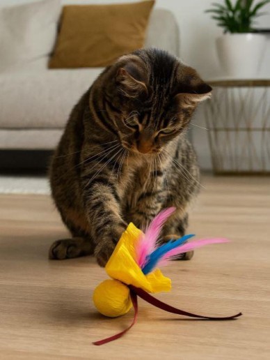 Игрушка для кошек "Шар шуршащий", желтый