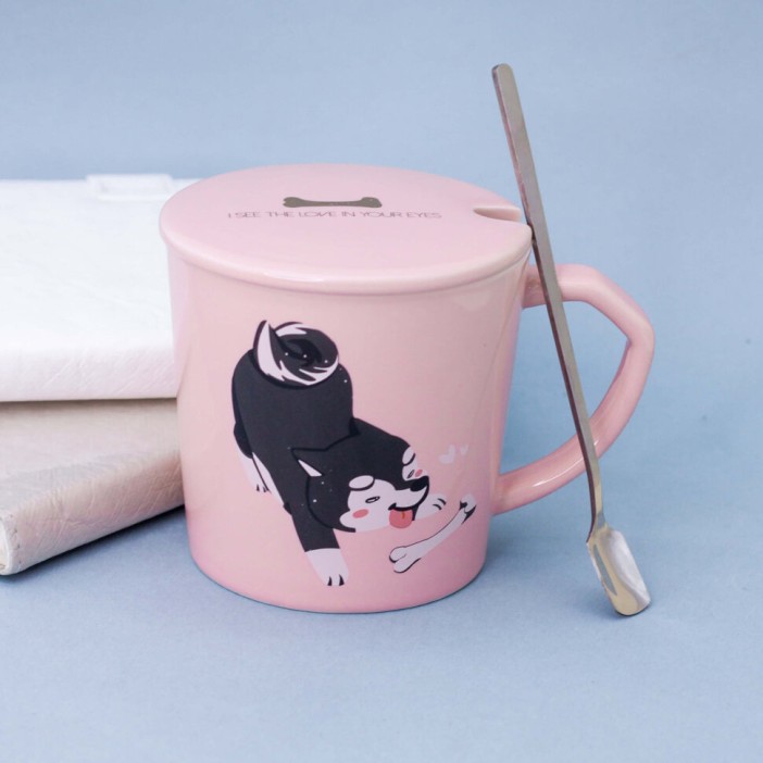 Кружка "Edge Dog black", pink (450ml) 