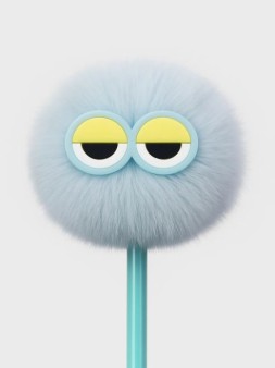 Ручка шариковая с помпоном "Sleepy eyes", blue