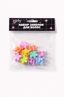 Набор заколок для волос GIRLY 10 шт. "Flowers", rainbow