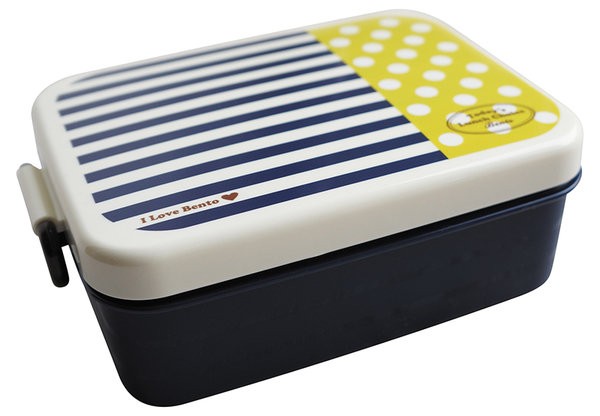 Ланчбокс "Полоска/горошек" синий (1 ярус) 