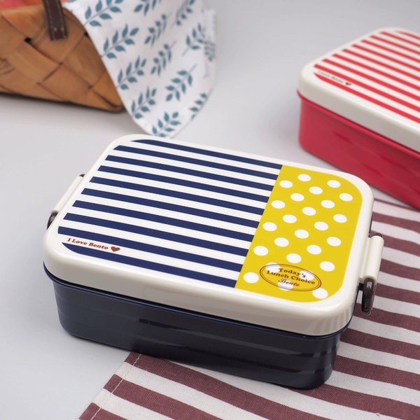 Ланчбокс "Полоска/горошек" синий (1 ярус) 