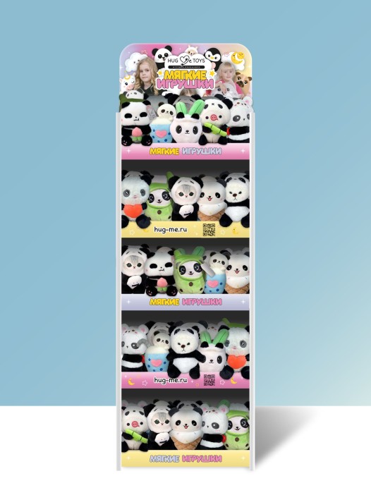 Стойка iLikeGift + комплект мягких игрушек  ≈ 185 шт. (Панда) 