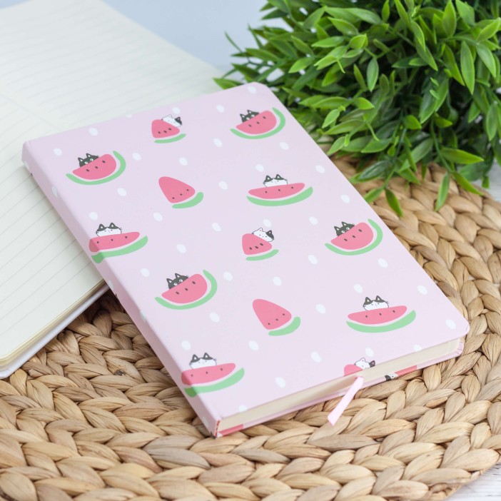 Блокнот (A5) "Much cat watermelon", pink (14.5*21) 