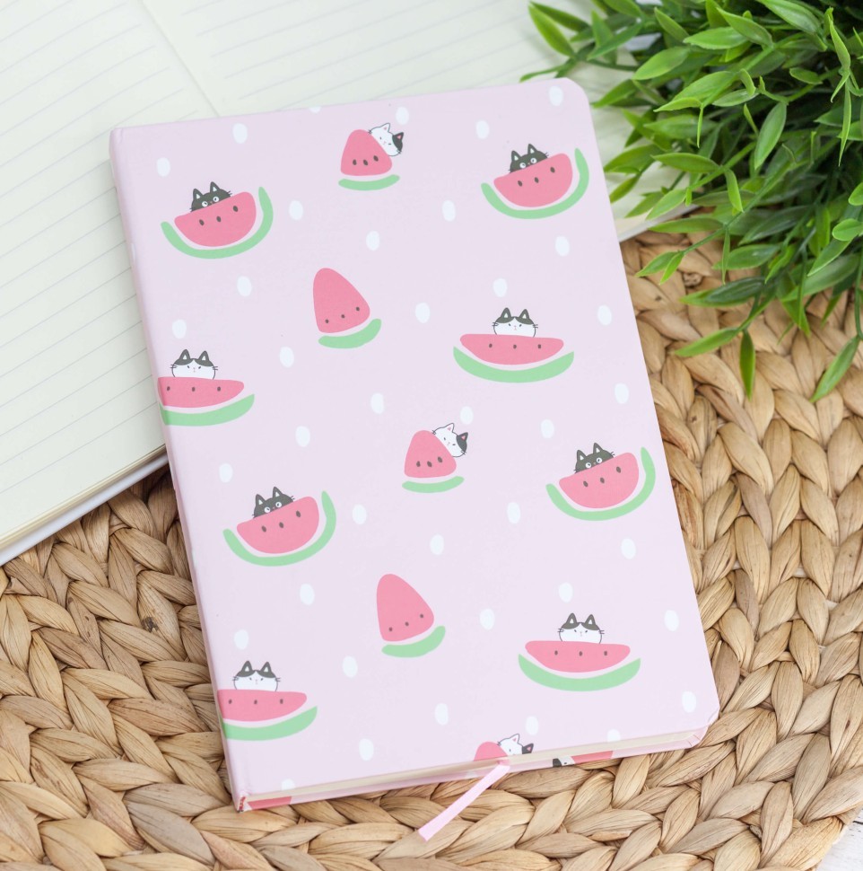 Блокнот (A5) "Much cat watermelon", pink (14.5*21)