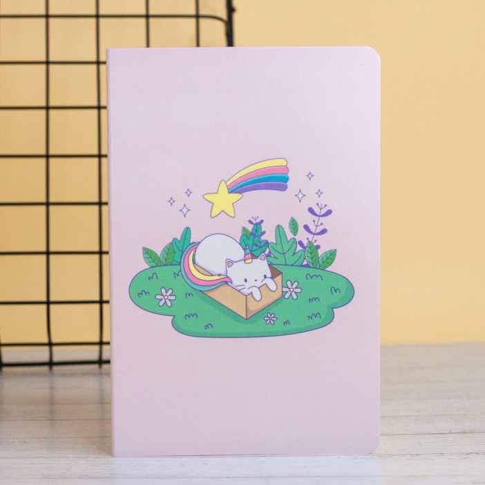 Тетрадь (A5) &quot;Catcorn lies&quot;, pink (13.5*20.5) 