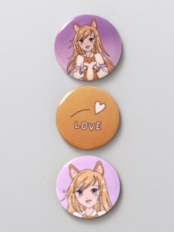 Набор значков 3 шт. iLikeGift Аниме "Love corgi girl"