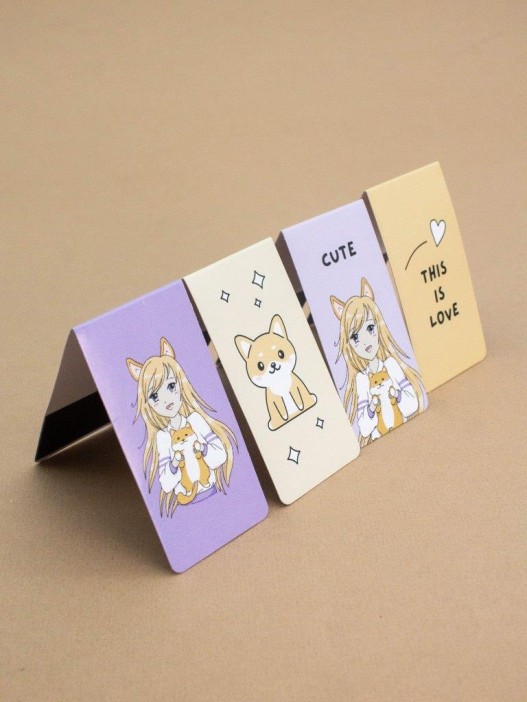 Набор магнитных закладок "Anime girl shiba inu", 4 шт., 35х70 мм 