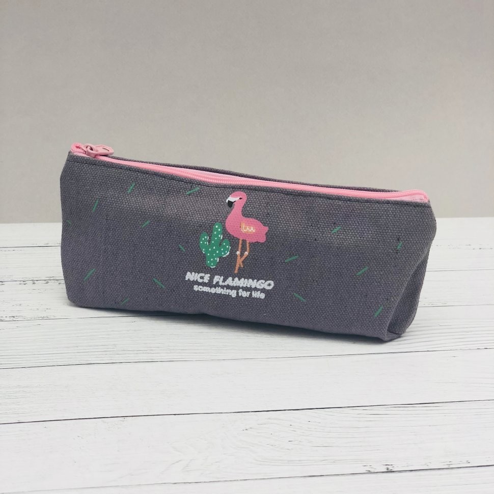 BD74 Пенал "Nice flamingo", gray