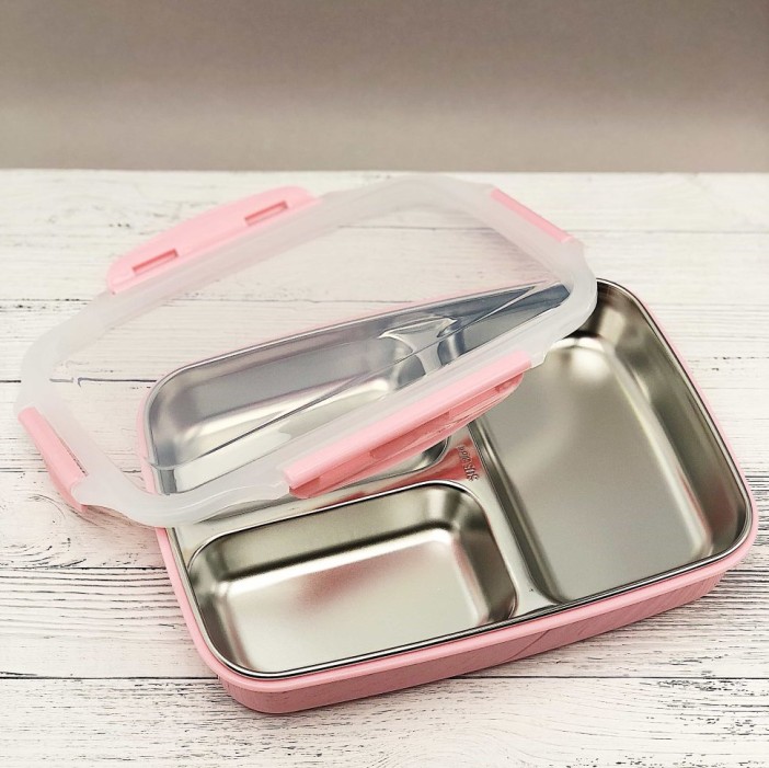 Ланчбокс "Металлический 3 секции", pink 
