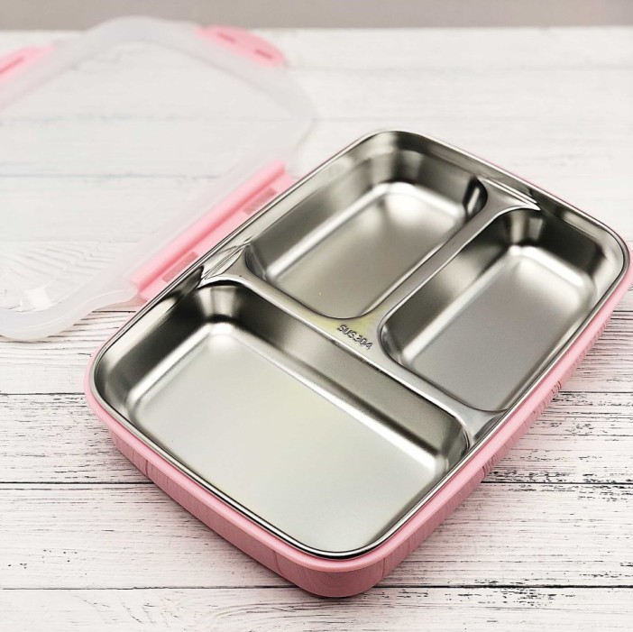 Ланчбокс "Металлический 3 секции", pink 