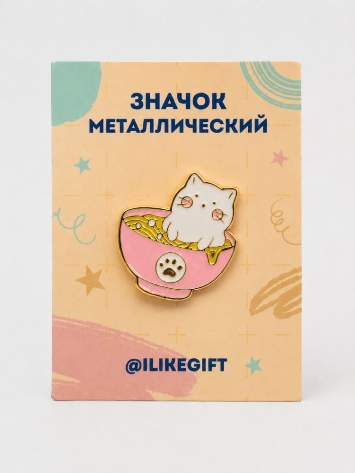 Значок металлический iLikeGift "Кошачья лапша"