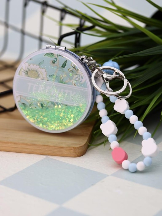 Зеркало-шейкер раскладное с шнурком "Terenity", зелёное (7*7 см) 