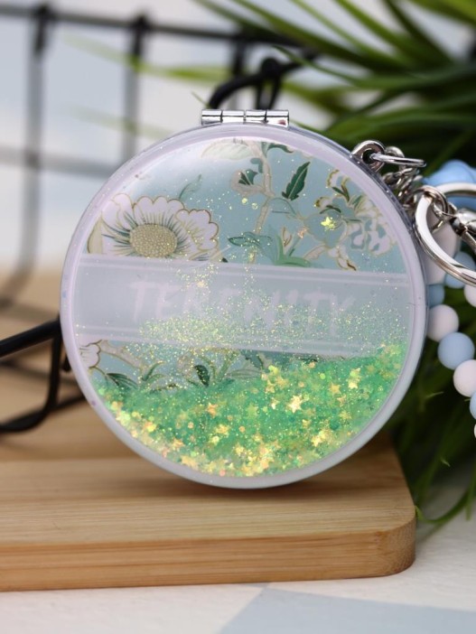 Зеркало-шейкер раскладное с шнурком "Terenity", зелёное (7*7 см) 