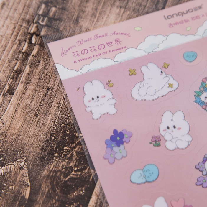 Наклейки "Rabbit in flower", pink 